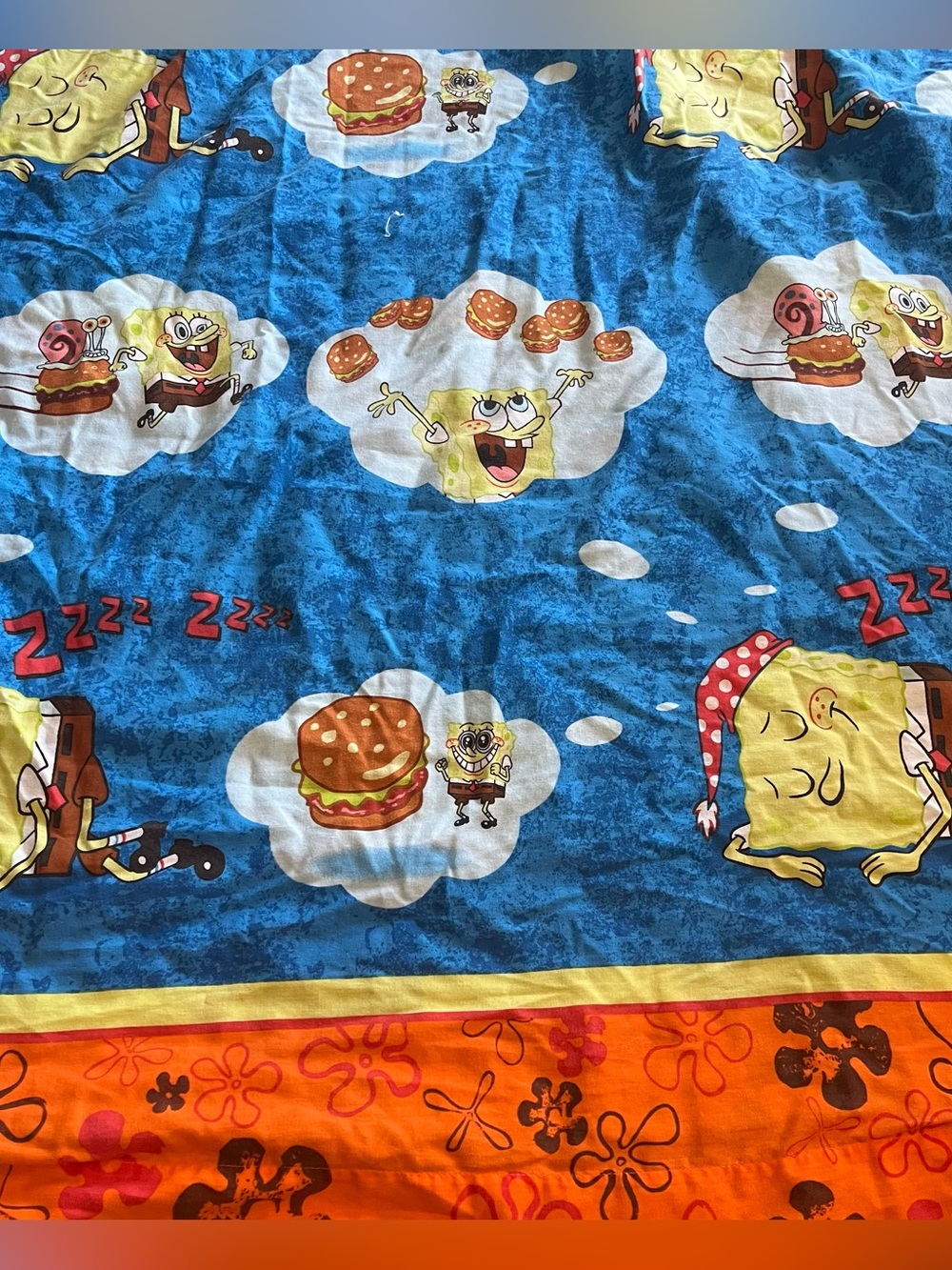 Vintage 2004 Nickelodeon SpongeBob Twin Flat  Sheet Dream Viacom Y2K